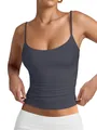 Premium women's dark gray scoop neck camisole featuring adjustable spaghetti straps - XS / Tops / Dark Gray