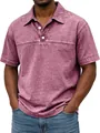 Detalle de textura de polo de hombre vintage lavado morado de manga corta - Rosa