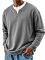 Close-up detail of grey men's sweatshirt featuring a stylish faux two-piece collar - S / Tops / Gray