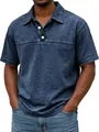 Detalle de polo para hombre azul lavado vintage con cuello de solapa y botones. - 4XL / Tops / Azul marino