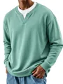 Detail view of mint green men's faux layered sweatshirt showing texture and white collar - S / Tops / Mint Green