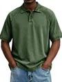 Close-up of olive green vintage washed Polo shirt showing distressed fabric texture - S / Tops / Dark Green