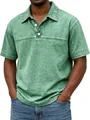 Detalle de polo verde con lavado vintage para hombre con cuello clásico de moda - Verde claro