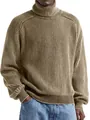 Vista dettagliata del maglione a collo alto kaki da uomo con trama a maglia vintage - Taglia S / Top / Kaki