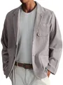 Close-up of men's grey casual jacket featuring textured fabric and pocket detail - Silver Gray