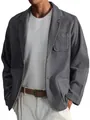 Close-up of grey textured casual jacket showing pocket detail and fabric quality - S / Tops / Dark Gray