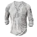 Detailed macro shot of men's acid wash long-sleeve T-shirt with sleeve cross print - S / Tops / White