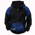 Vista frontal de la sudadera con capucha para hombre en azul y negro con cierre - S / Tops / Azul marino