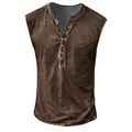 Vintage καφέ 3D ψηφιακό εκτυπωμένο αμάνικο γιλέκο Henley για άνδρες υψηλής ποιότητας - Σκούρο Καφέ