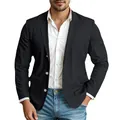 Men's stylish black waffle knit casual blazer jacket for smart casual daily wear - S / Tops / Black