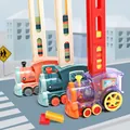 Tren de dominó eléctrico de juguete con colocación automática en varios colores vivos - Electric Train Set (X006) / 80 Pieces Pack / Rosa Macarrón