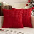 Cozy red corn kernel texture patchwork cushion covers for Christmas sofa decor - 45*45cm (No Insert) / Red