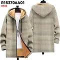 Men's winter thick hooded jacket with 3D houndstooth pattern and warm fleece lining - 3XL / Tops / Houndstooth Print (JL708-4)