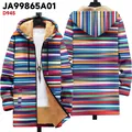 Vibrant multi-color horizontal striped fleece-lined winter hoodie with zipper and pockets - 3XL / Tops / Colorful Horizontal Stripe Print (JL708-2)