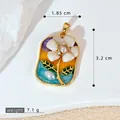 Pendentif fleur en émail style Jardin de Monet avec perle d'imitation pour collier - Pendentif Floral en Émail (SMP53233) / 3.2x1.85cm