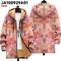 Colorful 3D plaid print winter hoodie featuring thick warm fleece lining and zipper closure - 3XL / Tops / Colorful Geometric Grid Print (JL708-3)