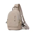 Vielseitige beige Nylon-Multifunktions-Brusttasche für Damen mit verstellbaren Trägern - Beige