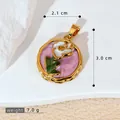 Pendentif rose jardin Monet style peinture à l'huile 2,1x3,0cm poids 7,0g or - Pendentif Rose Texturé Rose Violet (SMP53236)