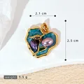 Pendentif cœur en émail vintage avec fausses perles pour collier DIY - Pendentif Style Peinture à l'Huile Coeur (SMP53237) / 2.5x2.1cm