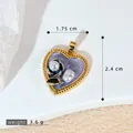 Pendentif cœur vintage avec rose en émail et fausse perle, hauteur 2,4 cm, doré - Pendentif Rose Coeur Lavande (SMP53251)