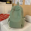 Salbeigrüner karierter Rucksack für Schüler mit großem Fassungsvermögen und Seilzug - Ohne Anhänger / Grün