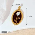 Élégant pendentif rose ovale en or avec fleur en perle et finition émail, poids 5,1 g - Pendentif Bouton de Rose Rouge Foncé (SMP53253)