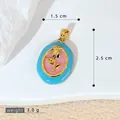 Pendentif rose jardin Monet vintage avec émail bleu et rose et finition dorée - Pendentif Rose Dégradé Bleu Ciel Rose (SMP53245)