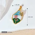 Élégant pendentif peinture à l'huile rose style Monet vintage avec papillon doré - Pendentif Papillon Floral Style Peinture (SMP53242)