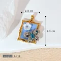 Pendentif de style peinture à l'huile jardin Monet avec détails papillon et fleur - Pendentif Fleur Papillon Cadre (SMP53256)