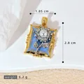 Pendentif tournesol style peinture à l'huile avec perle d'imitation et émail bleu. - Pendentif Rectangle Tournesol Émail Bleu (SMP53255)