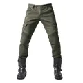 Olive green motorcycle riding pants for men with elastic denim and knee protection - 4XL / Bottoms / Green