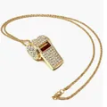 Collana con ciondolo a fischietto placcato oro con strass trasparenti scintillanti. - Collana Fischietto Strass di Lusso / Oro