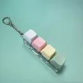 4-key mechanical keyboard fidget toy keychain with glowing LED in pastel colors - 4-Key Layout / No Light / White Pink Yellow Green