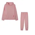 Conjunto casual de dos piezas con sudadera con capucha rosa y pantalones de chándal - S / Rosa