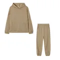 Completo casual da due pezzi con felpa con cappuccio a tinta unita e pantaloni jogger - Albicocca