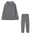 Set composto da felpa con cappuccio grigio a tinta unita e pantaloni jogger a vita alta - Grigio chiaro