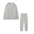 Conjunto de dos piezas de sudadera con capucha y jogger blanco para mujer estilo minimalista - S / Blanco