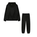 Detalle de un chándal negro de dos piezas con sudadera con capucha y pantalón de chándal. - S / Negro