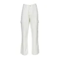 Women's high-waisted white cargo denim pants with a loose, street-style fit. - S / Bottoms / White