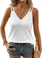Detalle de un top blanco con doble tirante y escote en V, ideal para la playa en verano - S / Tops / Blanco