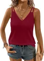 Elegante camiseta sin mangas bordeaux con cuello en V y tirantes dobles para el verano - Burdeos