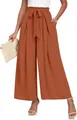Gros plan d'un pantalon large plissé à taille haute élégant avec ceinture à nœud orange - S / Bas / Corail