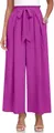 Pantalon large élégant violet pour femme avec taille haute et ceinture à nœud papillon - S / Bas / Violet