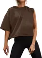 Lockeres asymmetrisches braunes Yoga-T-Shirt für Outdoor-Laufen und Fitnesssport - S / Oberteile / Kaffeebraun