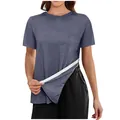 Detailed side view of women's casual loose T-shirt with white adjustable drawstring - Navy Blue
