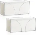 Premium set of two clear acrylic rectangular guest towel holders for bathroom vanity décor - V-Shaped Gap / 2 Pcs/Set / Clear