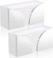 Set of 2 white acrylic rectangular tissue holders with U-shaped notch for bathroom - V-Shaped Gap / 2 Pcs/Set / White