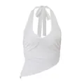 Elegante top bianco a fascia con lacci e sexy orlo asimmetrico per l'estate - Taglia S / Top / Bianco