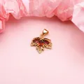 Close-up of gold-plated maple leaf pendant with orange micro-set cubic zirconia stones - Red Umbrella Pendant Only (Without Chain) / Gold