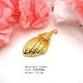 Macro view of a gold-colored copper seashell pendant with detailed ribbed texture - Conch Pendant (2) / Pendant Only (Without Chain)